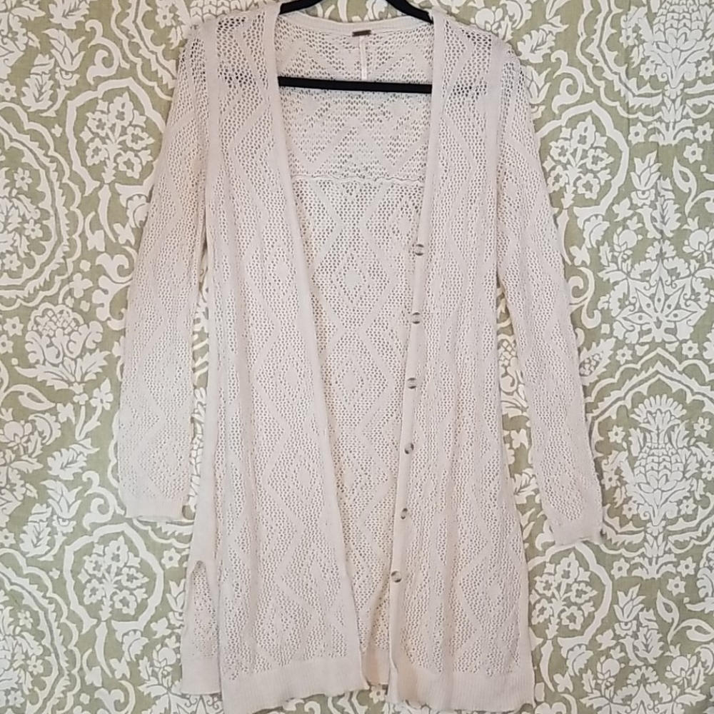 Free People Long Woven/Knit jacket Sz L